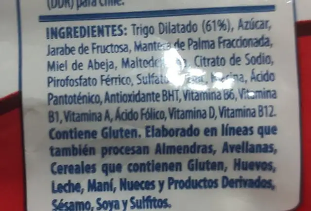 cereal trigo ingredients label