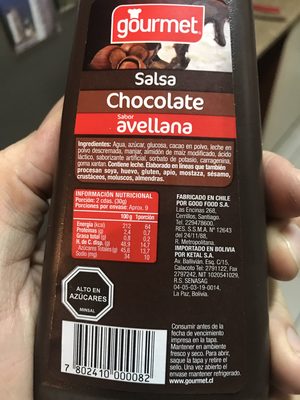 Salsa de chocolate sabor avellana