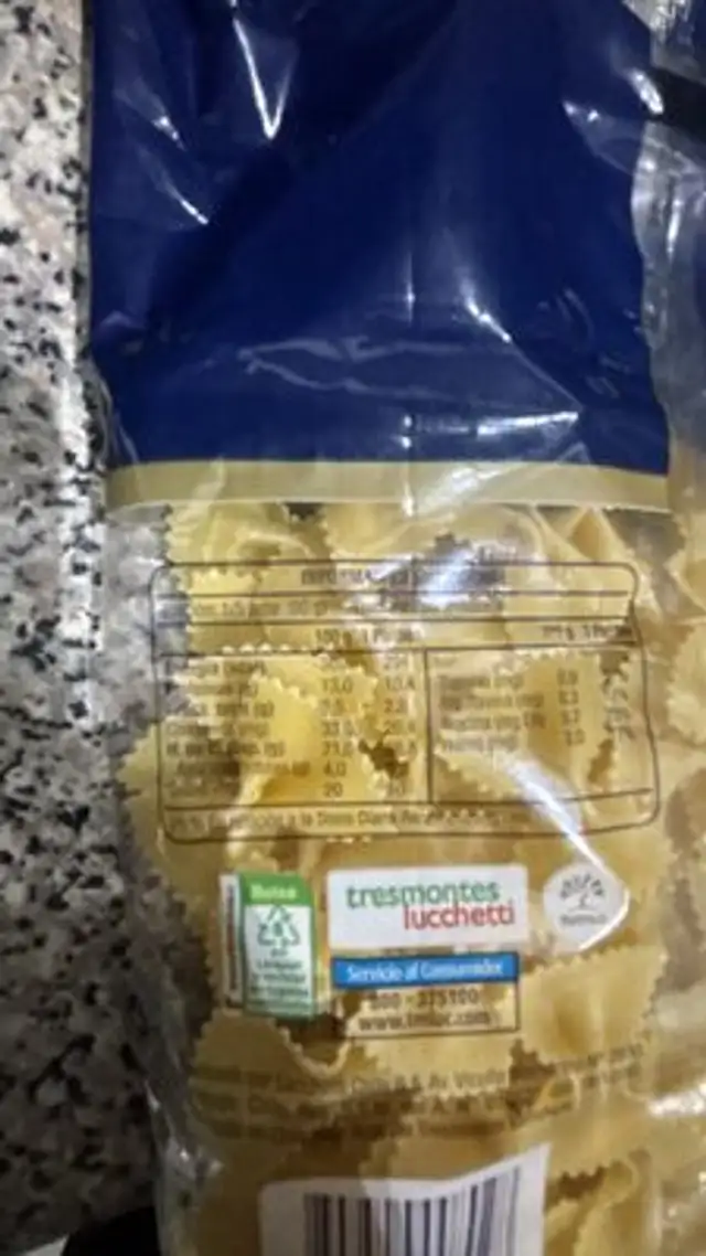 FARFALLE nutrition facts table