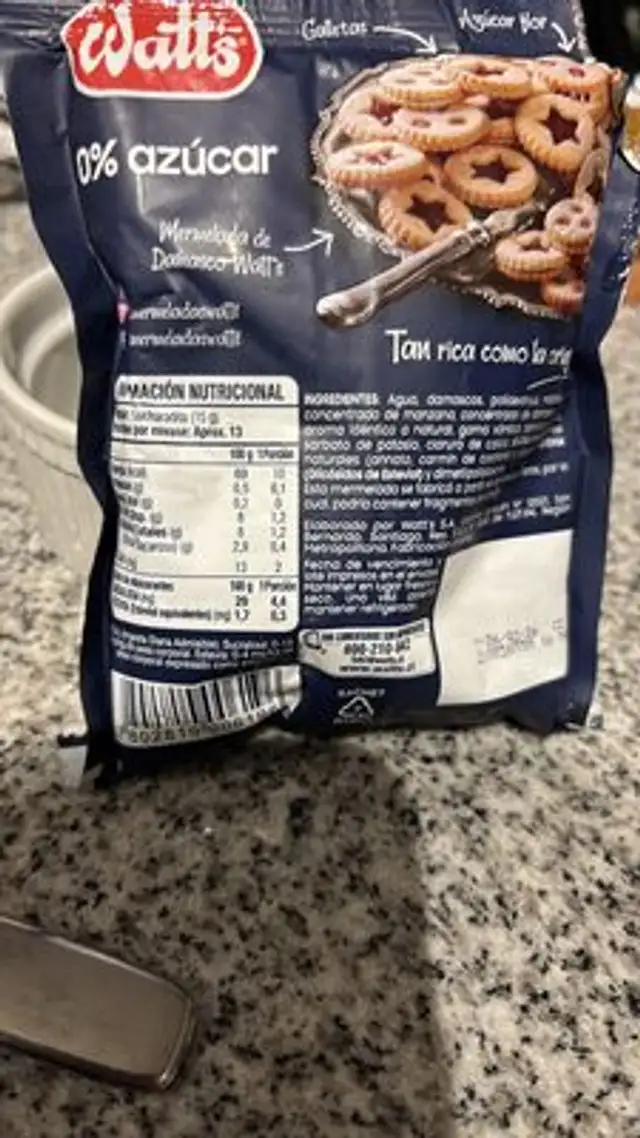 Mermelada 0% azúcar Damasco nutrition facts table
