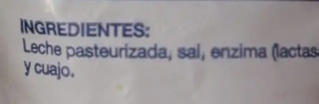 Queso fresco bajo en calorías ingredients label
