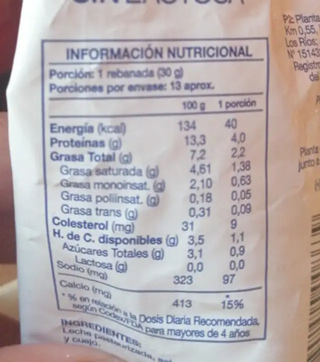 Queso fresco bajo en calorías nutrition facts table