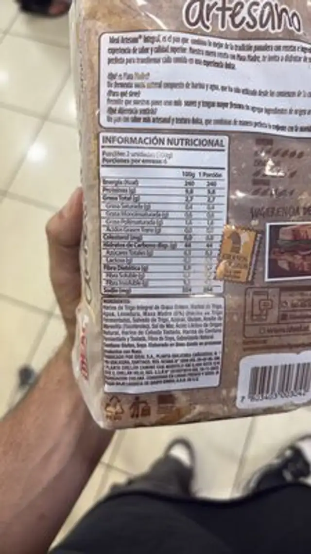 artesano nutrition facts table