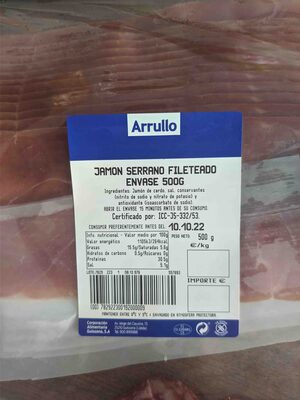 Jamón serrano fileteado