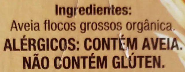 Aveia, Flocos Grossos ingredients label