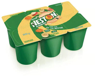 Iogurte Parcialmente Desnatado Morango, Maçã, Banana E Cereais Mamão, Maçã, Banana E Cereais Neston 3 Cereais Bandeja 540g 6 Unidades