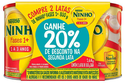 Pack Fórmula Infantil Ninho Fases 1 Lata 1,6kg 2 Unidades Grátis 20 De Desconto Na Segunda Lata