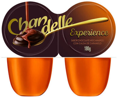 Sobremesa Láctea Chocolate Meio Amargo Calda Caramelo Chandelle Experience Bandeja 180g 2 Unidades