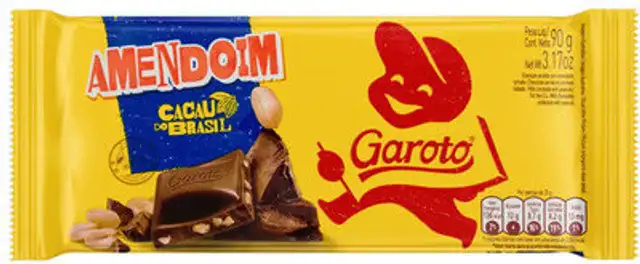 Chocolate Ao Leite Com Amendoim Garoto Pacote 90g front packaging