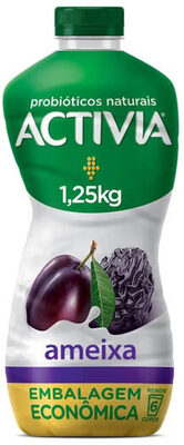 Leite Fermentado Parcialmente Desnatado Ameixa Activia Garrafa 1,25kg front packaging