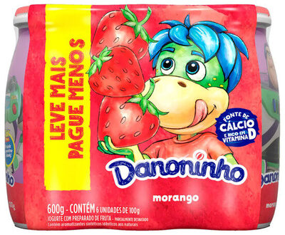 Pack Iogurte Parcialmente Desnatado Morango Danoninho Frasco 600g 6 Unidades Leve Mais Pague Menos