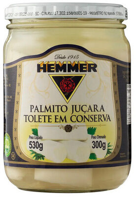 Palmito Juçara Em Conserva Tolete Hemmer Vidro 300g