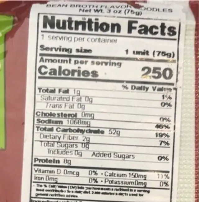 Caldinho de feijão nutrition facts table