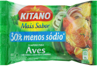 Tempero Pó Para Aves Cebola, Coentro E Cominho Mais Sabor Kitano Pacote 60g 12 Unidades