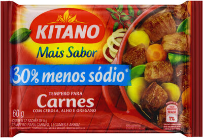 Tempero Pó Para Carnes Cebola, Alho E Orégano Mais Sabor Kitano Pacote 60g 12 Unidades