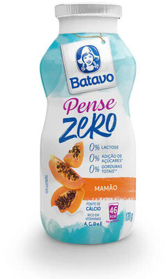 Bebida Láctea Fermentada Mamão Zero Lactose Batavo Pense Zero Frasco 170g