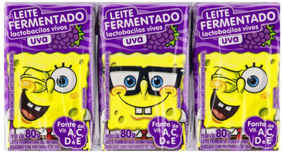Pack Leite Fermentado Desnatado Uva Bob Esponja Batavo Caixa 6 Unidades 80g Cada