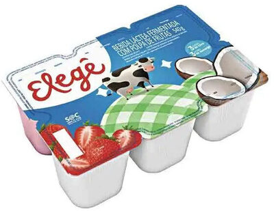 Bebida Láctea Fermentada Morango Coco Elegê Bandeja 540g 6 Unidades