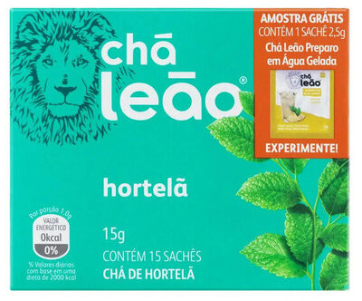 Chá Hortelã Chá Leão Caixa 15g 15 Unidades Grátis 1 Sachê 2,5g Chá Leão Preparo Em água Gelada