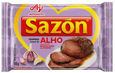 Tempero Para Carnes Toque De Alho Sazón Pacote 60g 12 Unidades front packaging