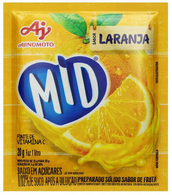 Refresco Em Pó Laranja Mid Pacote 20g