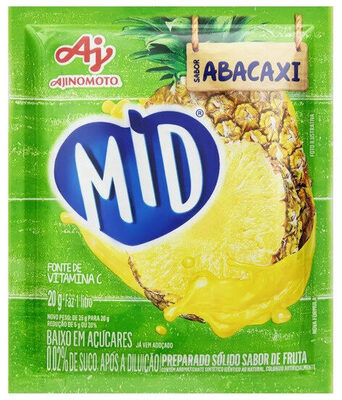 Refresco Em Pó Abacaxi Mid Pacote 20g