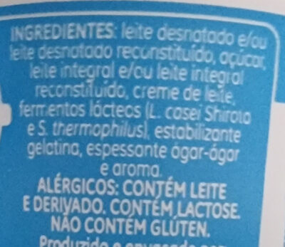 Leite Fermentado Baunilha Yakult Sofyl Pote 110g ingredients label
