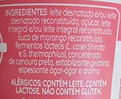 Leite Fermentado Morango Yakult Sofyl Pote 110g ingredients label
