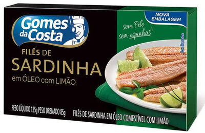 Filé De Sardinha Com óleo Com Limão Gomes Da Costa Caixa 85g front packaging