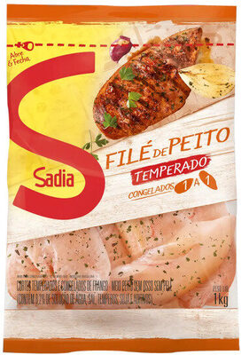 Filé De Peito De Frango Congelado Temperado Sem Pele Sem Osso Sadia 1kg front packaging