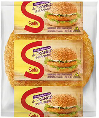 Hambúrguer De Frango Empanado Sadia Pacote 90g front packaging
