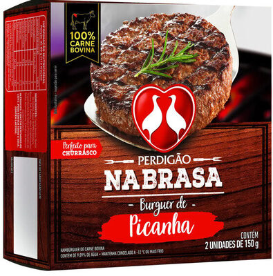 Hambúrguer De Carne Bovina Picanha Perdigão Na Brasa Caixa 300g 2 Unidades