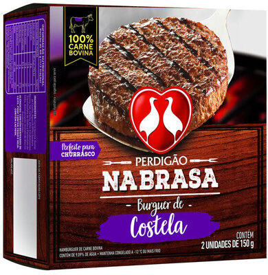 Hambúrguer De Carne Bovina Costela Perdigão Na Brasa Caixa 300g 2 Unidades
