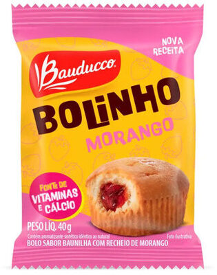 Bolinho Bauducco Baunilha C/morango 40gr front packaging