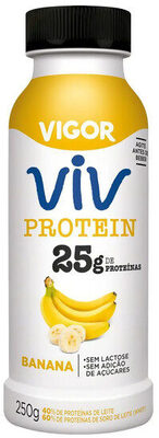 Iogurte Desnatado Banana Zero Lactose Vigor Viv Protein Frasco 250g front packaging