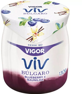 Iogurte Parcialmente Desnatado Búlgaro Calda Blueberry E Baunilha Vigor Viv Pote 130g