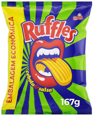 Batata Frita Ondulada Cebola E Salsa Elma Chips Ruffles Pacote 167g Embalagem Econômica front packaging