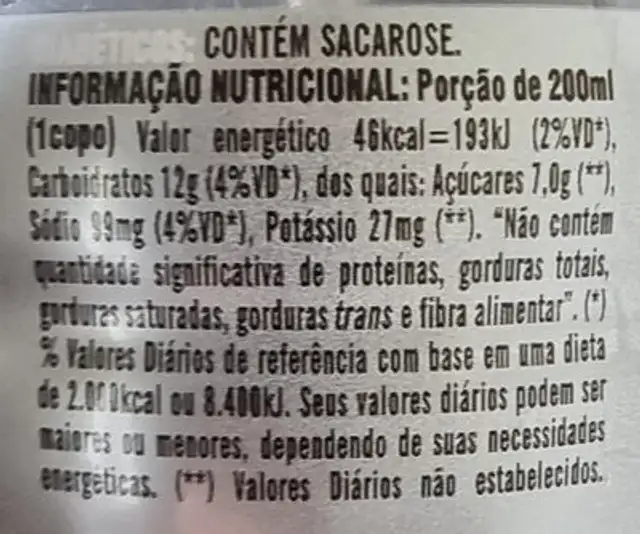 Gatorade uva zero nutrition facts table