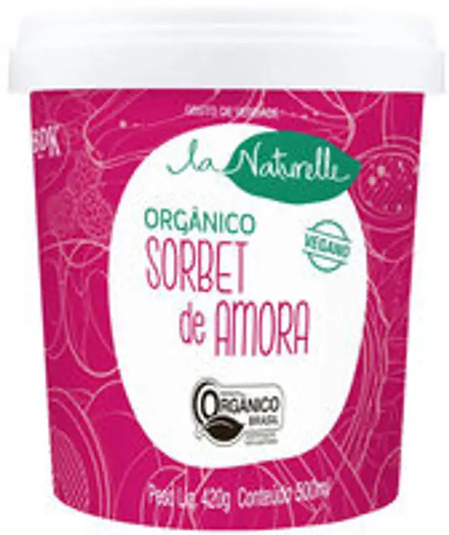 Sorbet Orgânico Amora Zero Lactose La Naturelle Pote 500ml