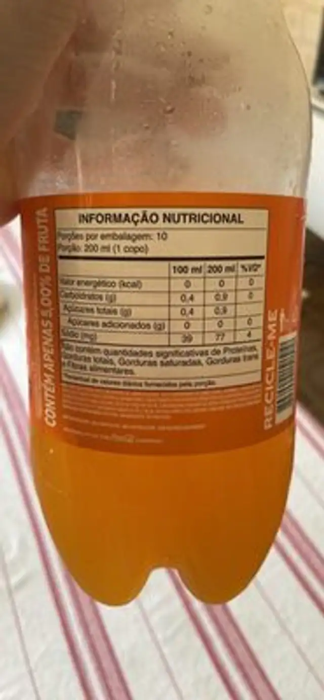 refrigerante saborizado com frutas de baixa caloria nutrition facts table