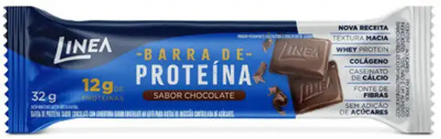 Barra De Proteína Chocolate Cobertura Chocolate Ao Leite Linea Caixa 384g 12 Unidades front packaging