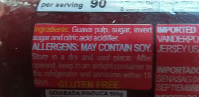 Goibada ingredients label