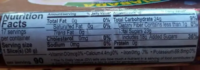 Goibada nutrition facts table