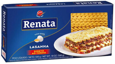 Massa De Sêmola Com Ovos Para Lasanha Renata Caixa 500g