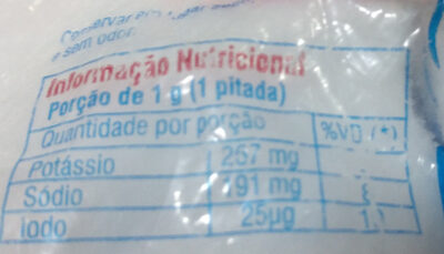 Sal com reduzido teor de sódio - Iodado nutrition facts table