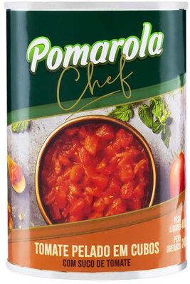 Tomate Pelado Cubos Pomarola Chef Lata 400g front packaging