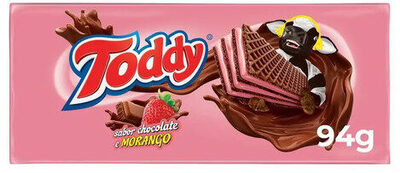 Biscoito Wafer Chocolate Recheio Morango Toddy Pacote 94g
