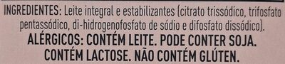 Leite UHT Integral ingredients label