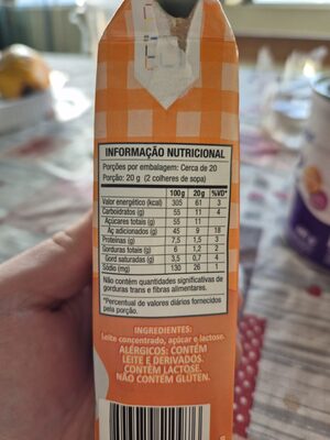 Leite Condensado Semidesnatado nutrition facts table