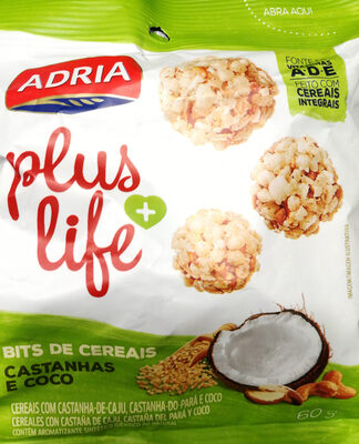 Plus + Life Bits de cereais castanha e coco